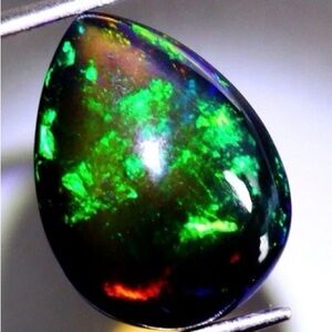4.80CT AAA Floral Flash Play of Color Crystal Black Opal Pear Cabochon 16x12mm